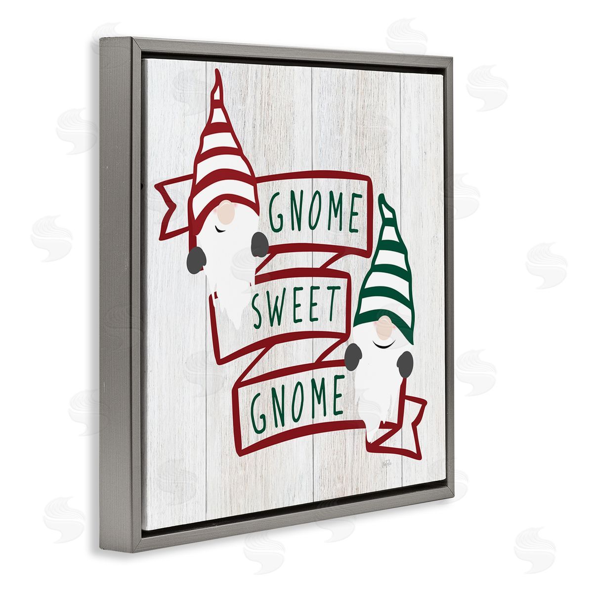 Natalie Carpentieri Sweet Gnome Banner Phrase Gray Floating Frame Canvas Wall Art Print