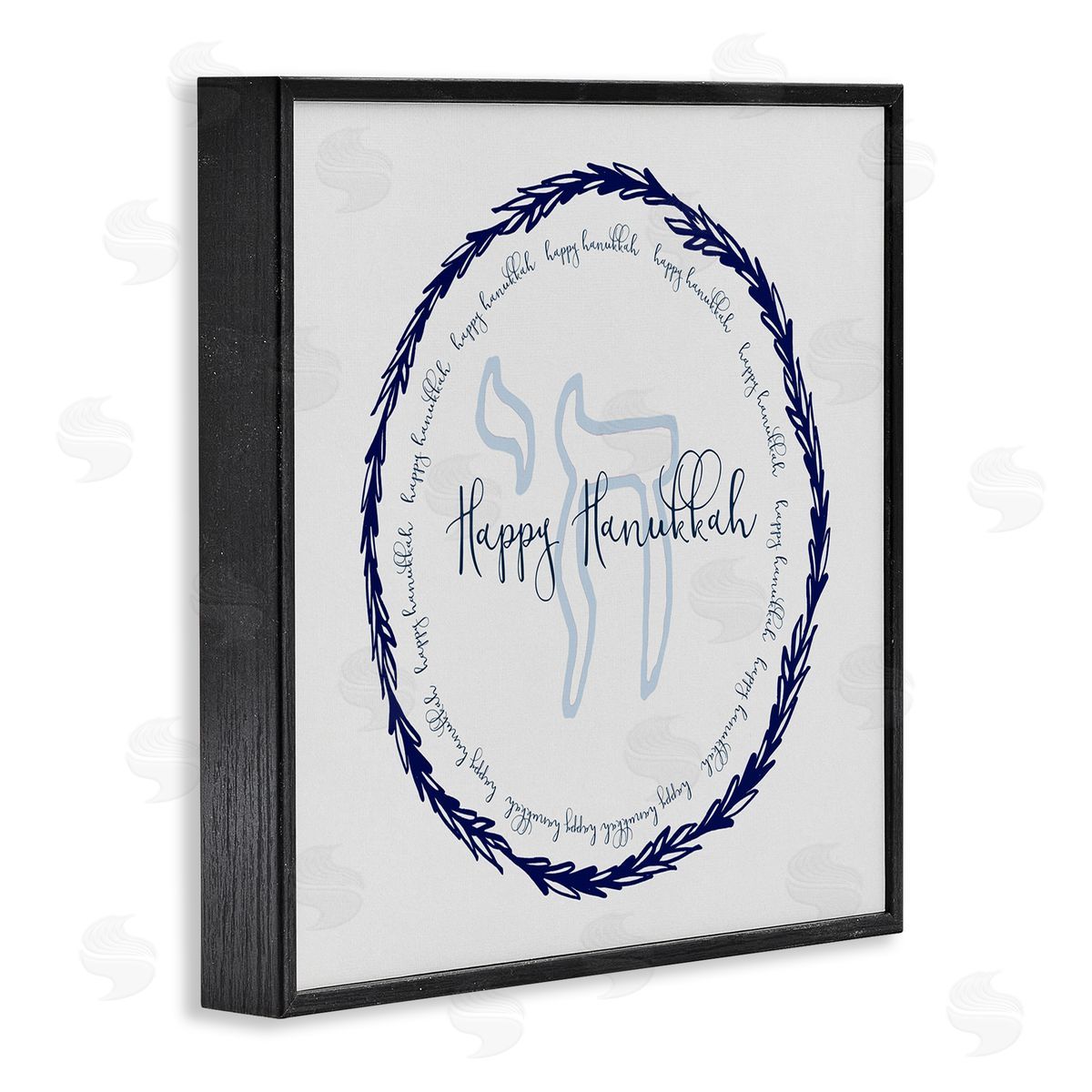 Susan Jill Happy Hanukkah Symbol Wreath Black Framed Glicee Wall Art Print