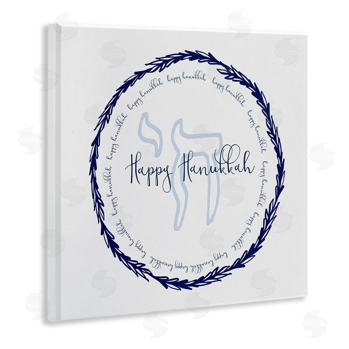 Susan Jill Happy Hanukkah Symbol Wreath Wooden Wall Plaque Art Print
