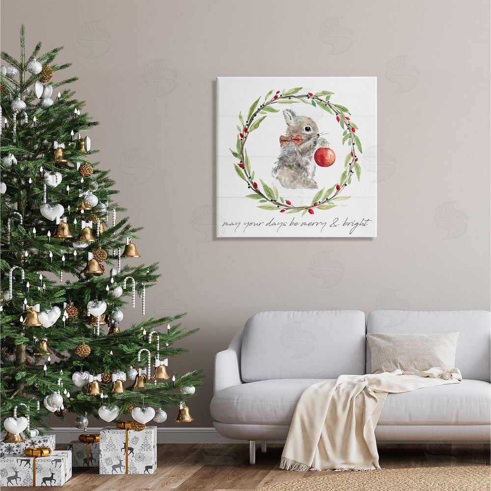 Livi Finn Merry & Bright Bunny Wreath Canvas Wall Art in Room