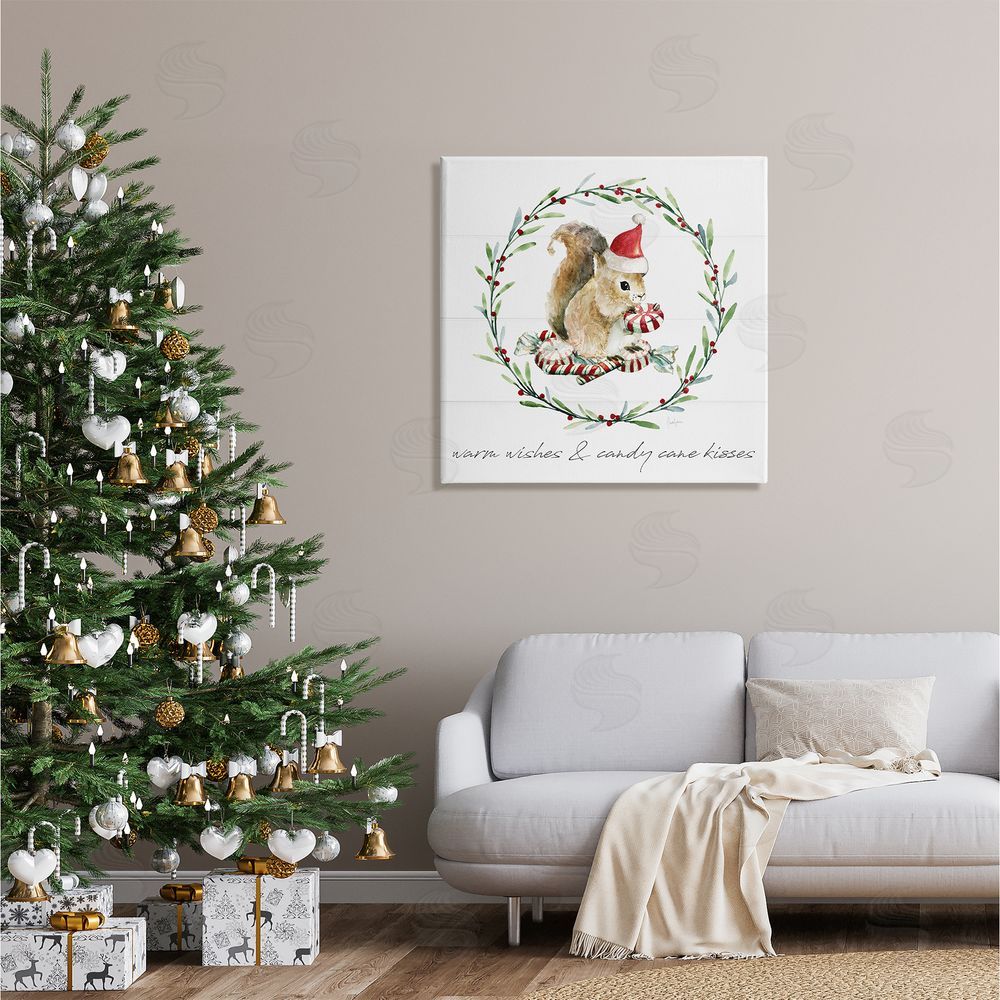 Livi Finn Warm Wishes & Candy Kisses Phrase Canvas Wall Art in Room