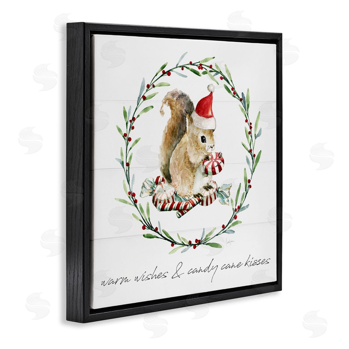 Livi Finn Warm Wishes & Candy Kisses Phrase Black Floating Frame Canvas Wall Art Print