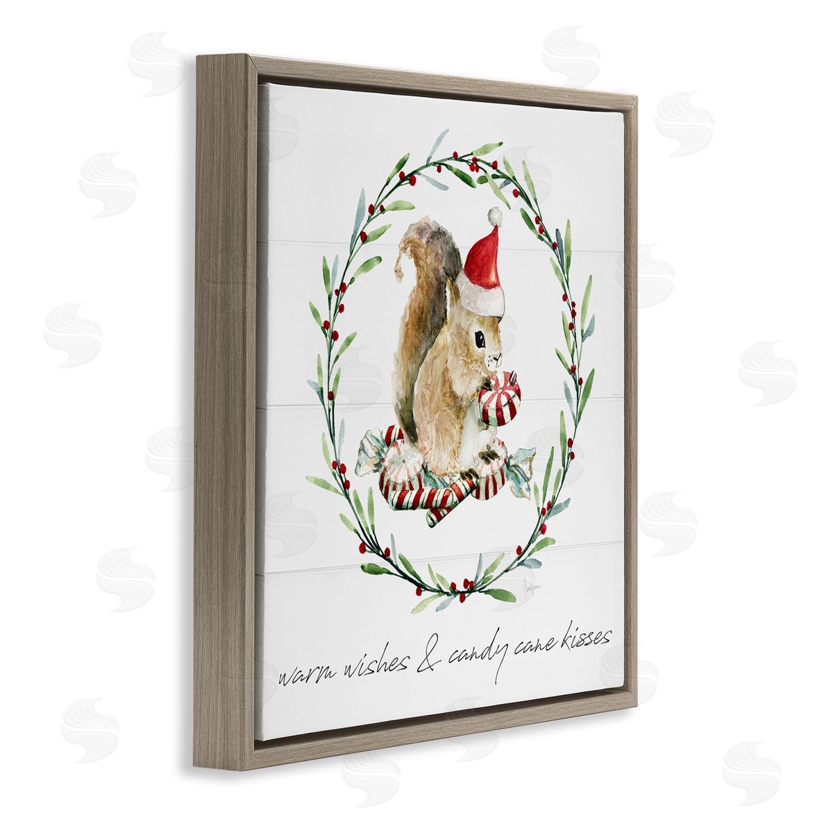 Livi Finn Warm Wishes & Candy Kisses Phrase Brown Floating Frame Canvas Wall Art Print