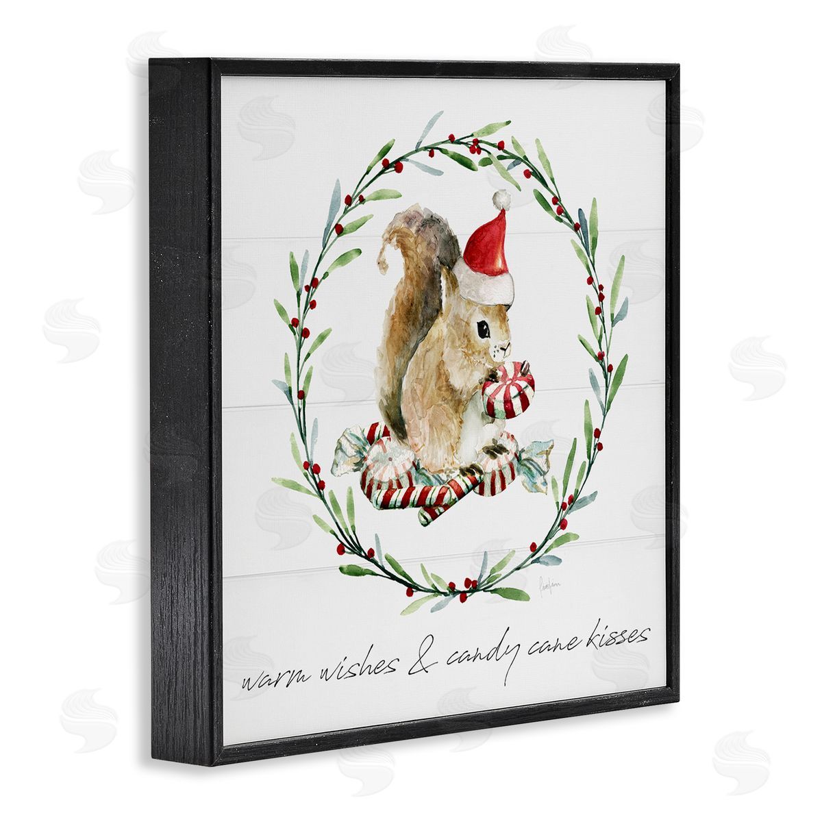 Livi Finn Warm Wishes & Candy Kisses Phrase Black Framed Glicee Wall Art Print