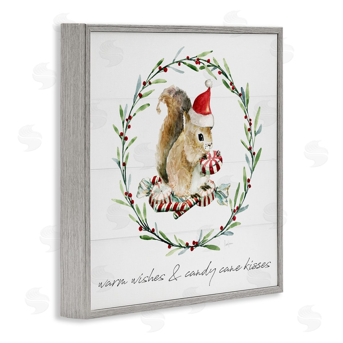 Livi Finn Warm Wishes & Candy Kisses Phrase Gray Framed Glicee Wall Art Print