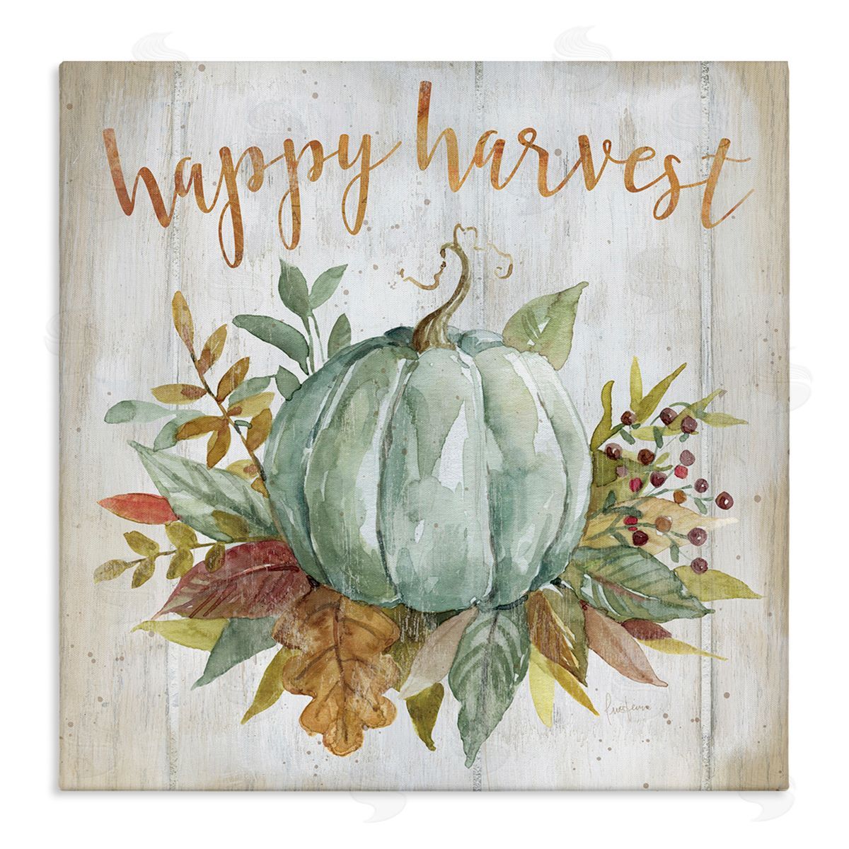 Livi Finn Happy Harvest Seasonal Pumpkin Stretched Canvas Wall Art Print