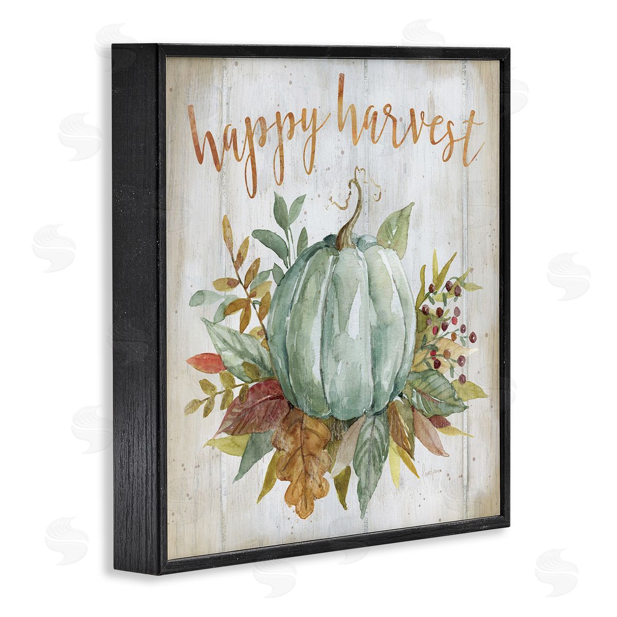 Livi Finn Happy Harvest Seasonal Pumpkin Black Framed Glicee Wall Art Print