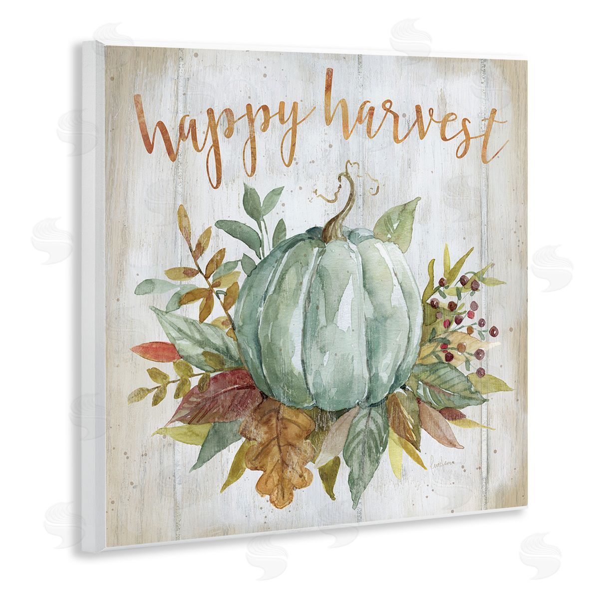 Livi Finn Happy Harvest Seasonal Pumpkin Wooden Wall Plaque Art Print