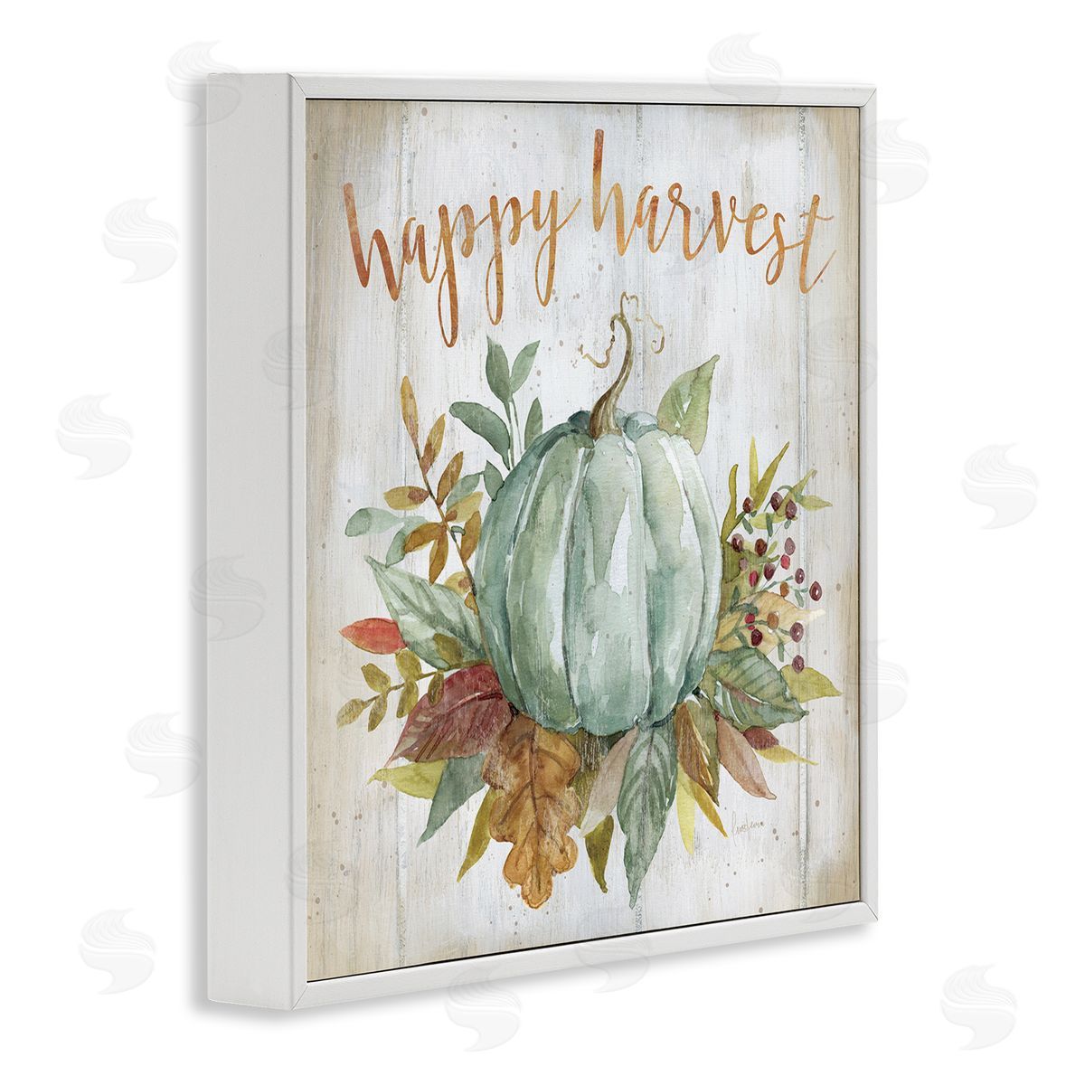 Livi Finn Happy Harvest Seasonal Pumpkin White Framed Glicee Wall Art Print