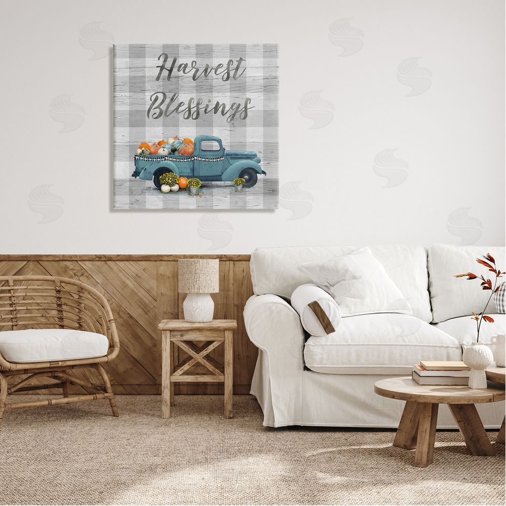 Nan Harvest Blessings Fall Pumpkin Truck Canvas Wall Art in Room