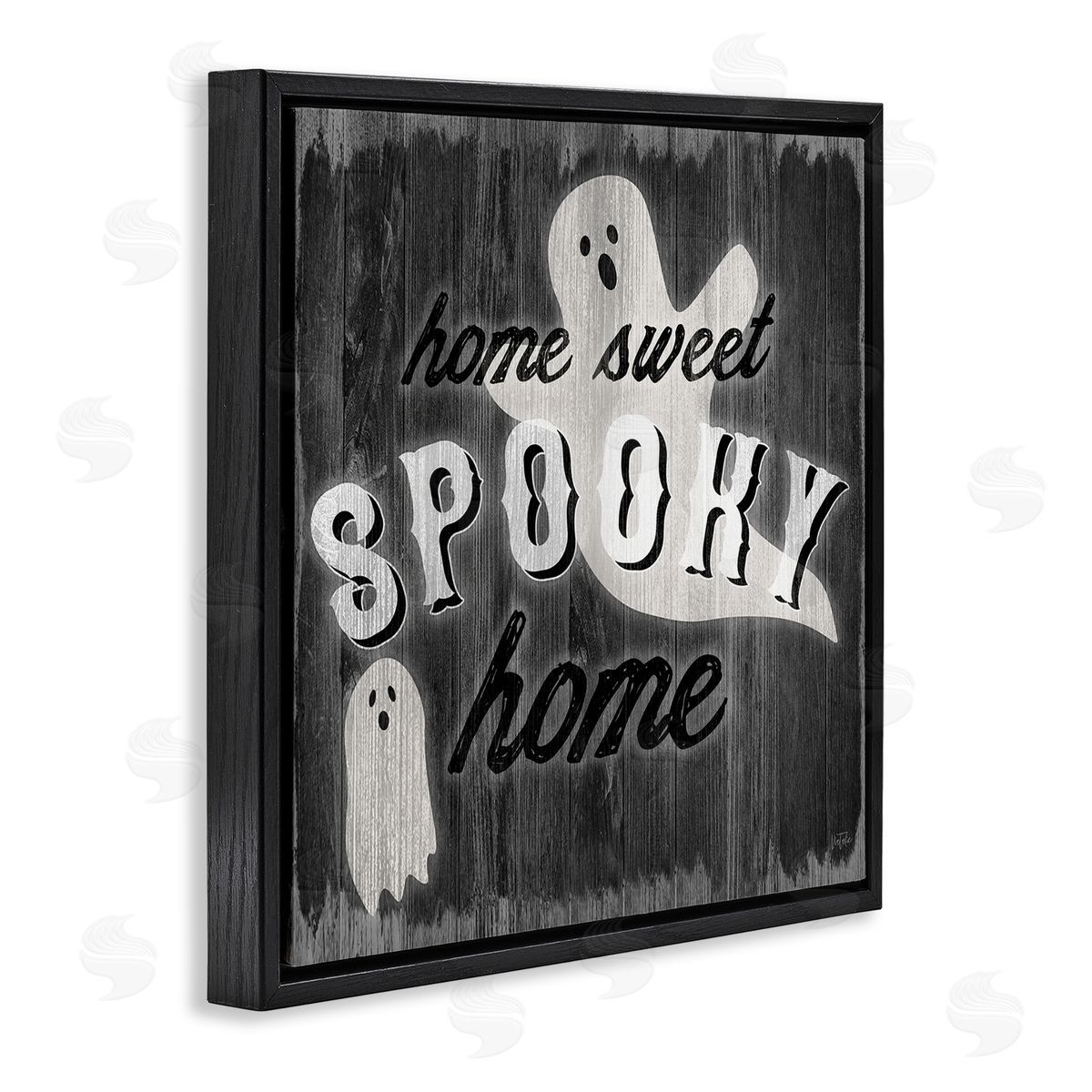 Natalie Carpentieri Sweet Spooky Home Ghosts Sign Black Floating Frame Canvas Wall Art Print