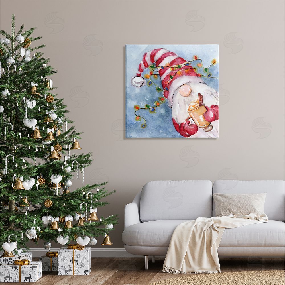 Stella Chang Santa Gnome Holiday Lights Canvas Wall Art in Room