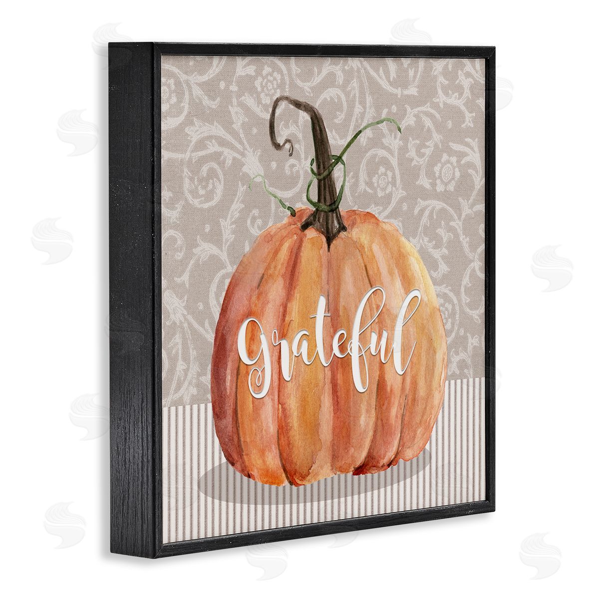 Livi Finn Grateful Autumnal Pattern Pumpkin Black Framed Glicee Wall Art Print