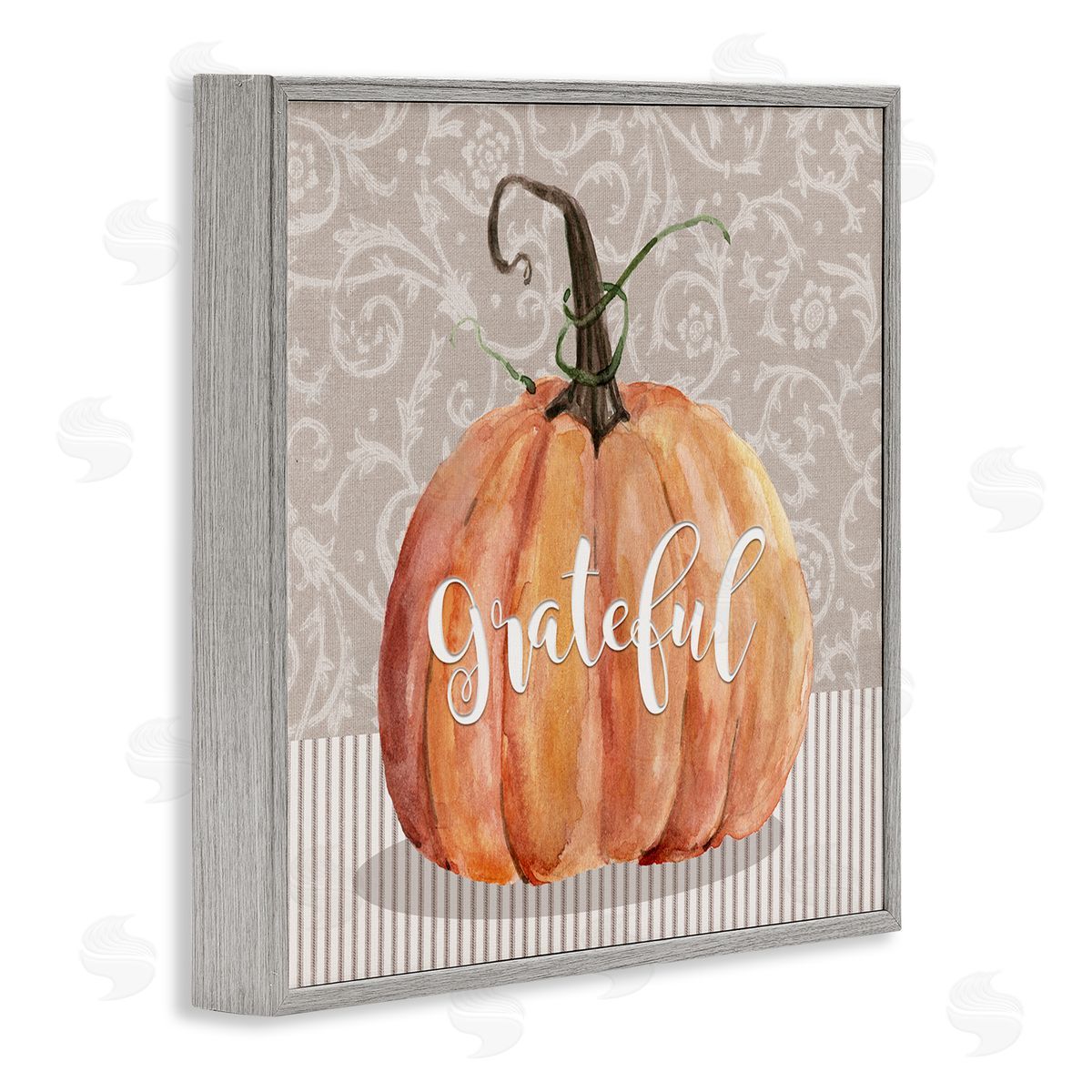 Livi Finn Grateful Autumnal Pattern Pumpkin Gray Framed Glicee Wall Art Print