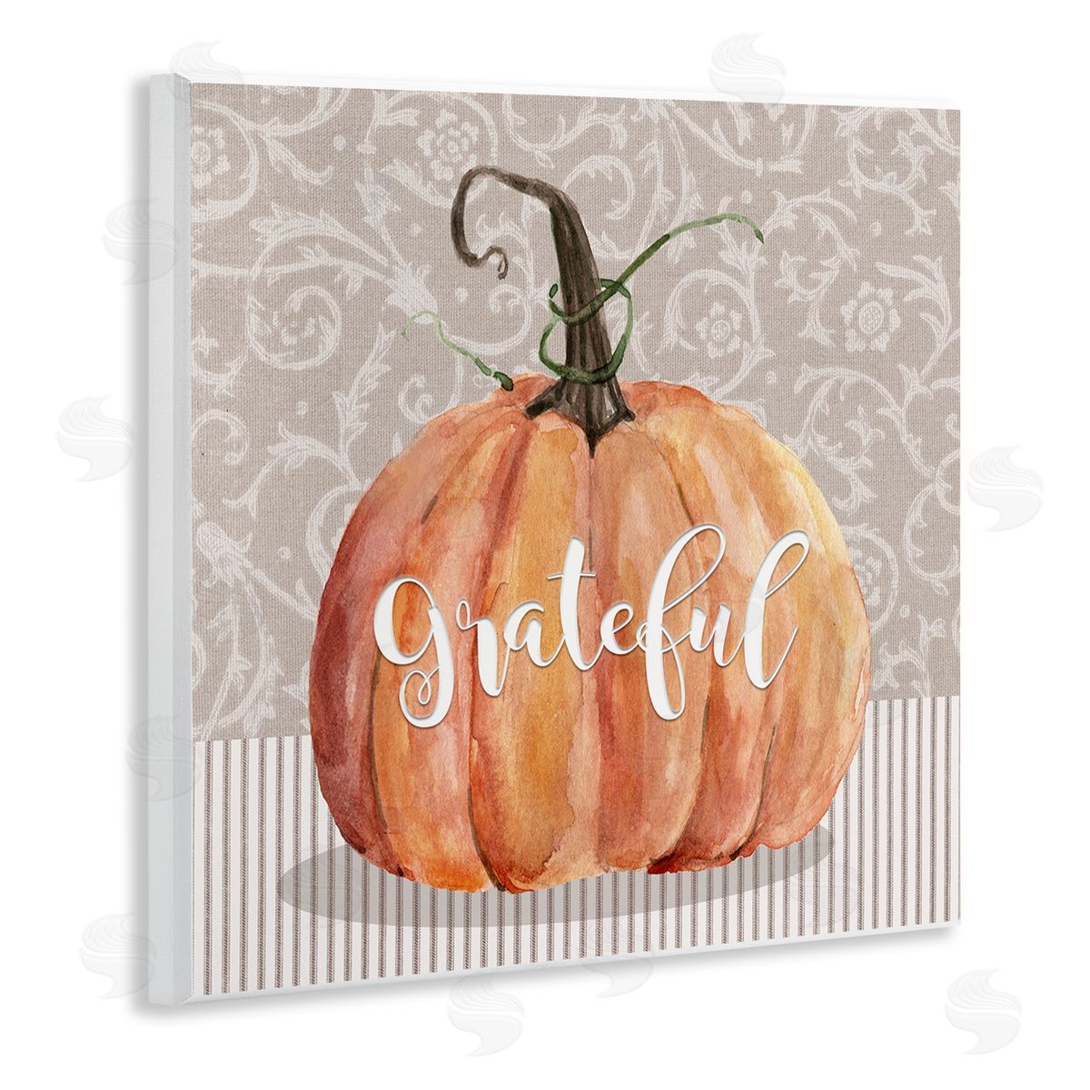 Livi Finn Grateful Autumnal Pattern Pumpkin Wooden Wall Plaque Art Print