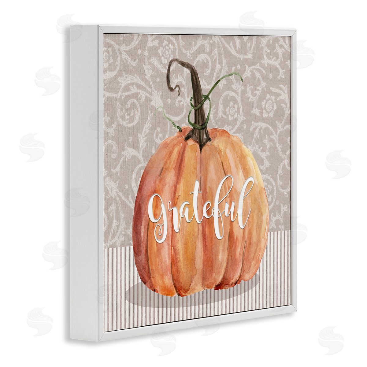 Livi Finn Grateful Autumnal Pattern Pumpkin White Framed Glicee Wall Art Print