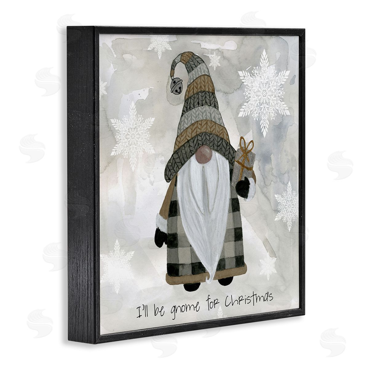 Livi Finn Gnome For Christmas Phrase Black Framed Glicee Wall Art Print