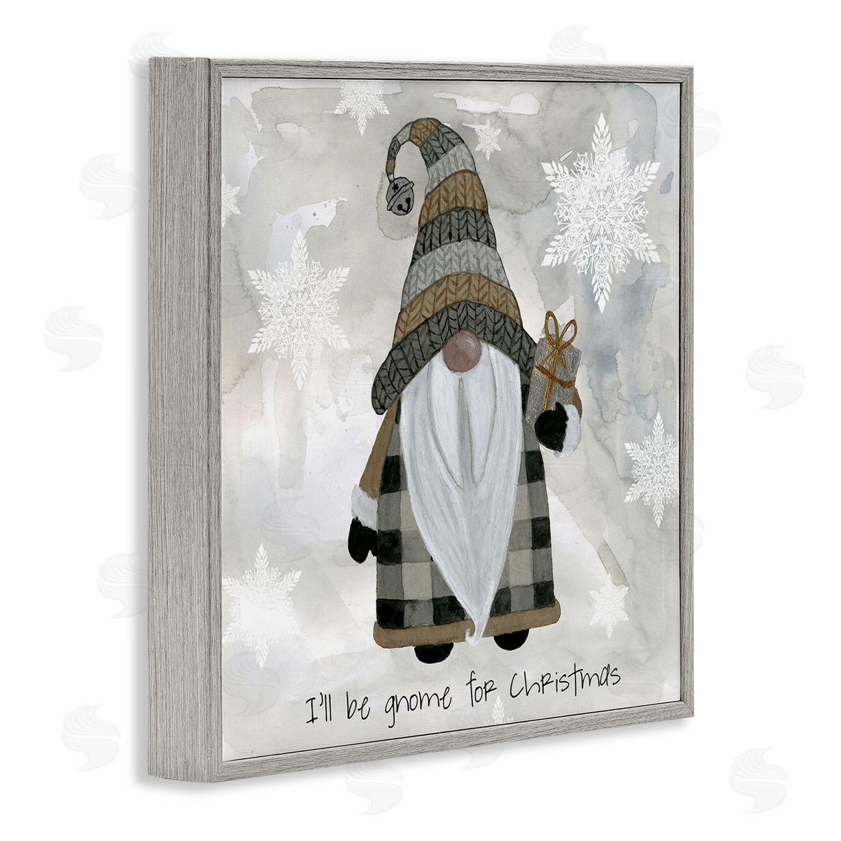 Livi Finn Gnome For Christmas Phrase Gray Framed Glicee Wall Art Print