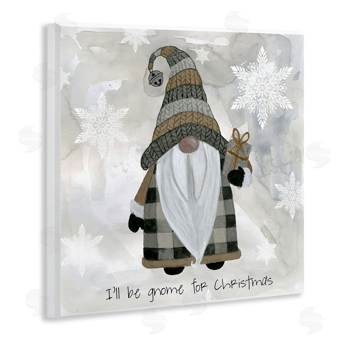 Livi Finn Gnome For Christmas Phrase Wooden Wall Plaque Art Print