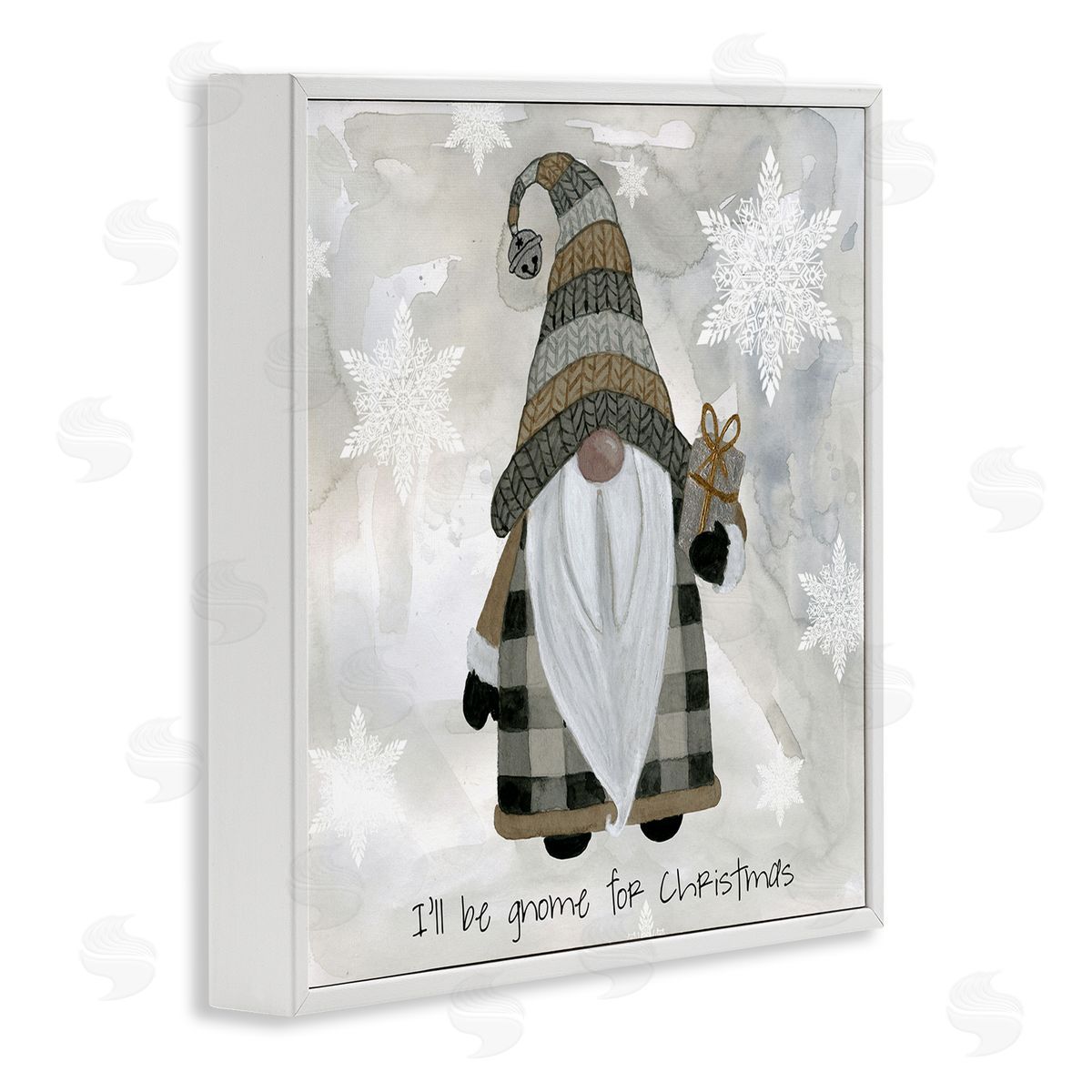 Livi Finn Gnome For Christmas Phrase White Framed Glicee Wall Art Print