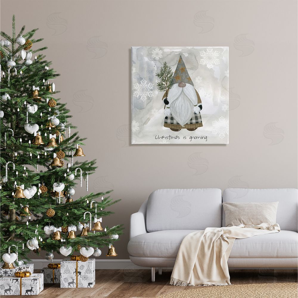 Livi Finn Christmas Is Gnoming Holiday Pattern Canvas Wall Art in Room