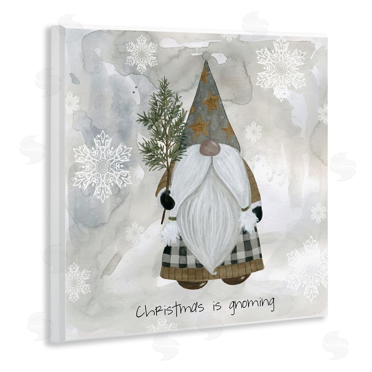 Livi Finn Christmas Is Gnoming Holiday Pattern Wooden Wall Plaque Art Print