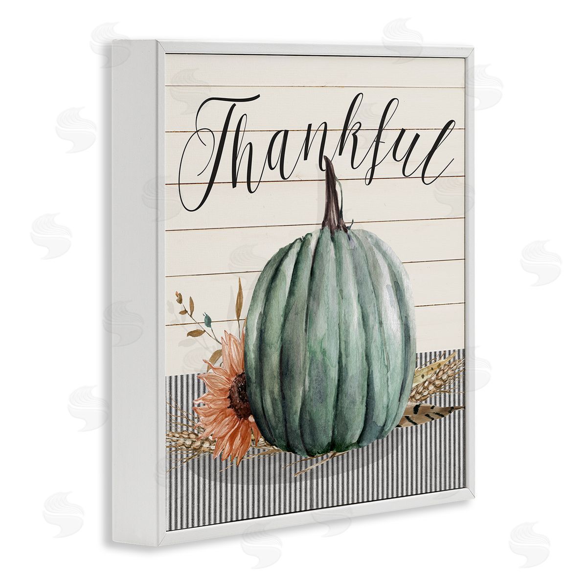 Livi Finn Thankful Autumn Floral Pumpkin  White Framed Glicee Wall Art Print