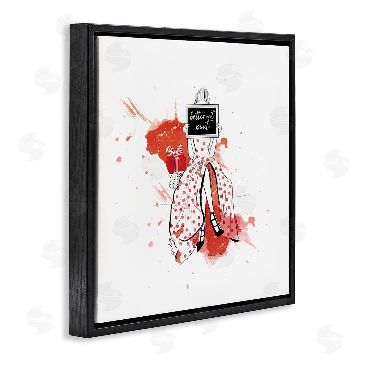 Alison Petrie Better Not Pout Holiday Fashion Black Floating Frame Canvas Wall Art Print