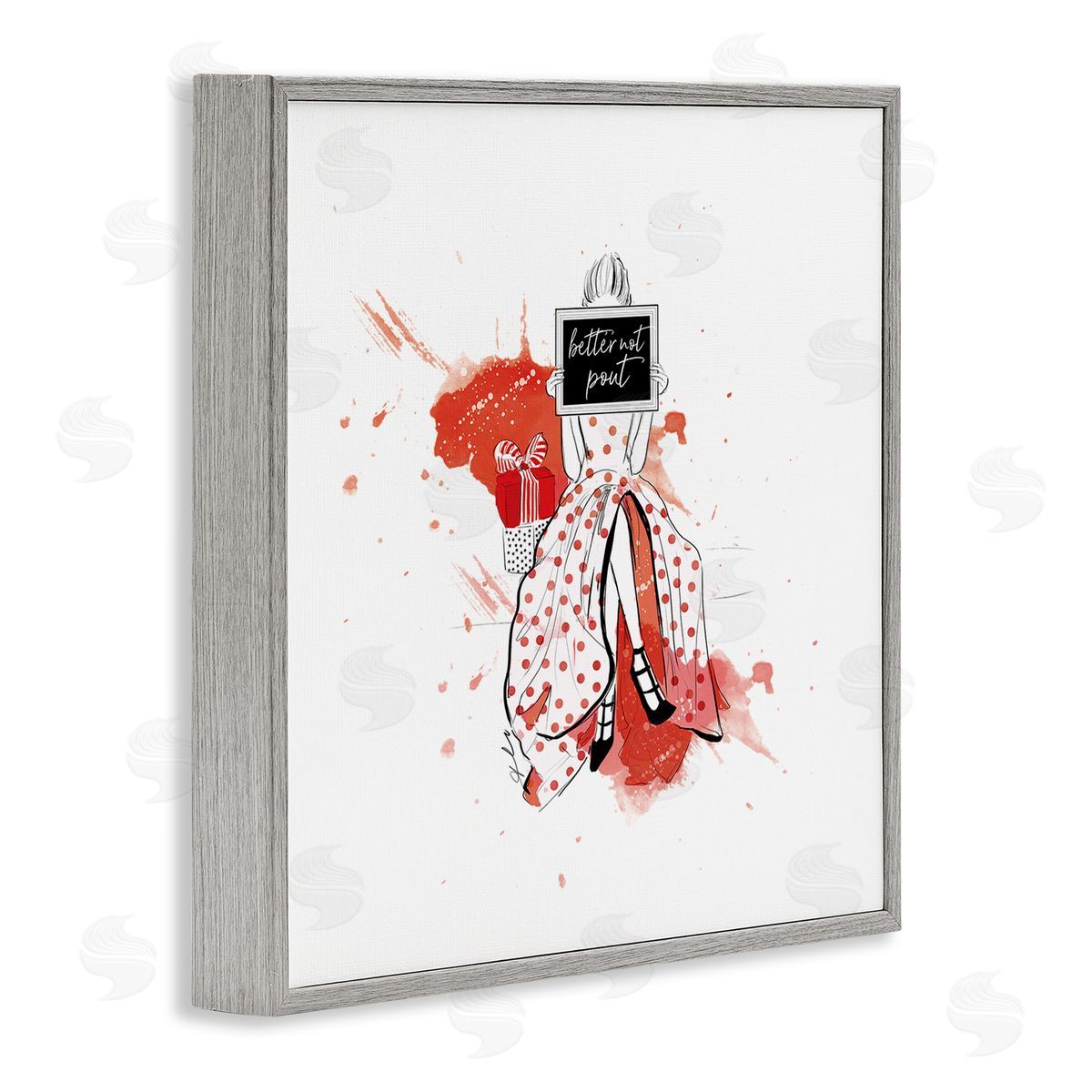 Alison Petrie Better Not Pout Holiday Fashion Gray Framed Glicee Wall Art Print