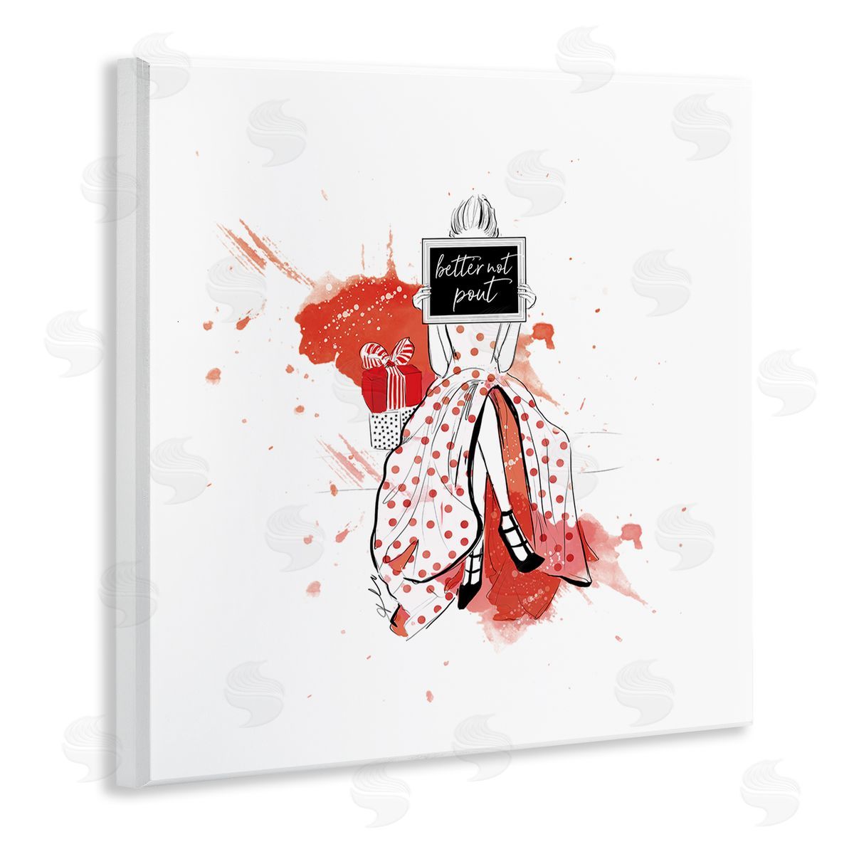 Alison Petrie Better Not Pout Holiday Fashion Wooden Wall Plaque Art Print