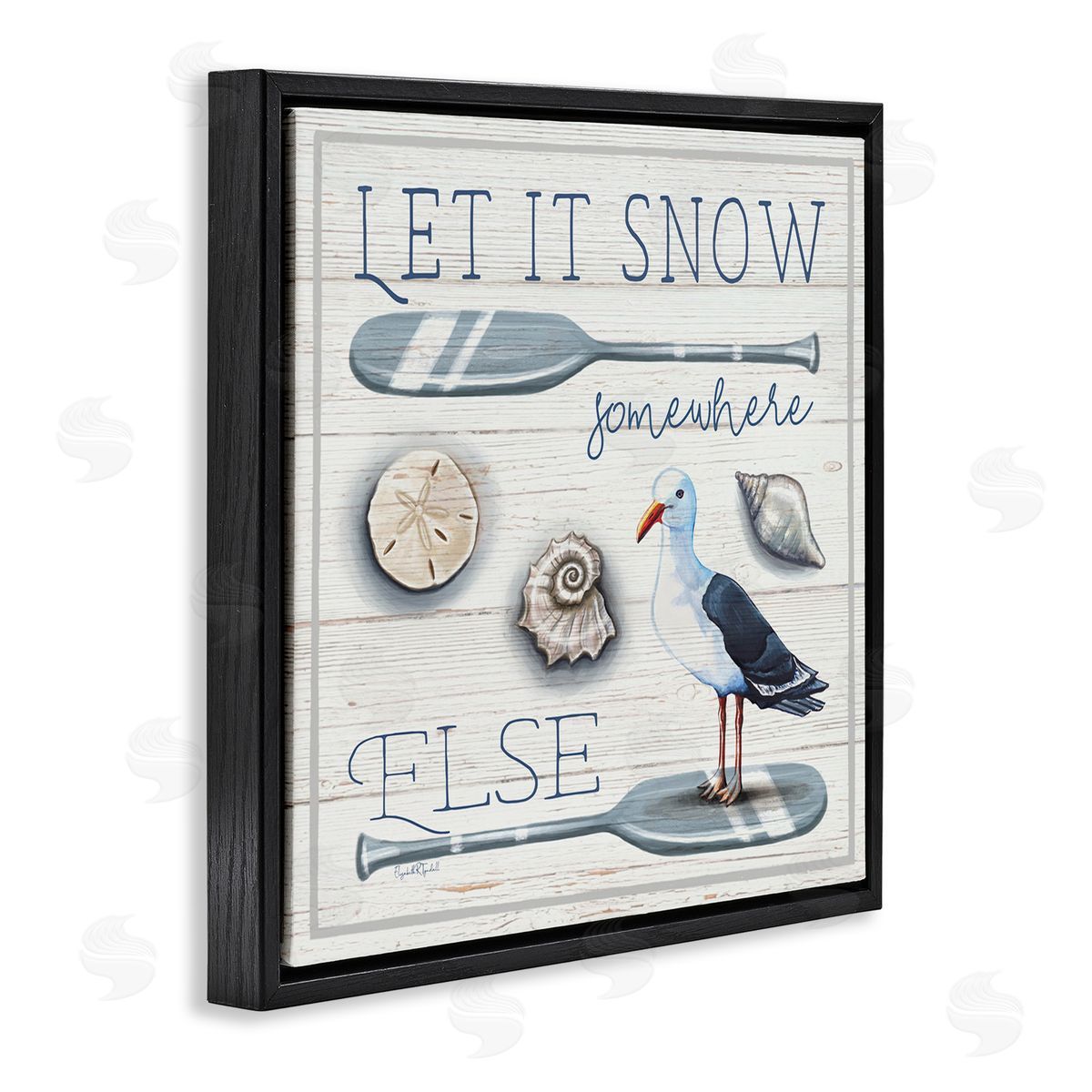 Elizabeth Tyndall Let It Snow Somewhere Else Phrase Black Floating Frame Canvas Wall Art Print