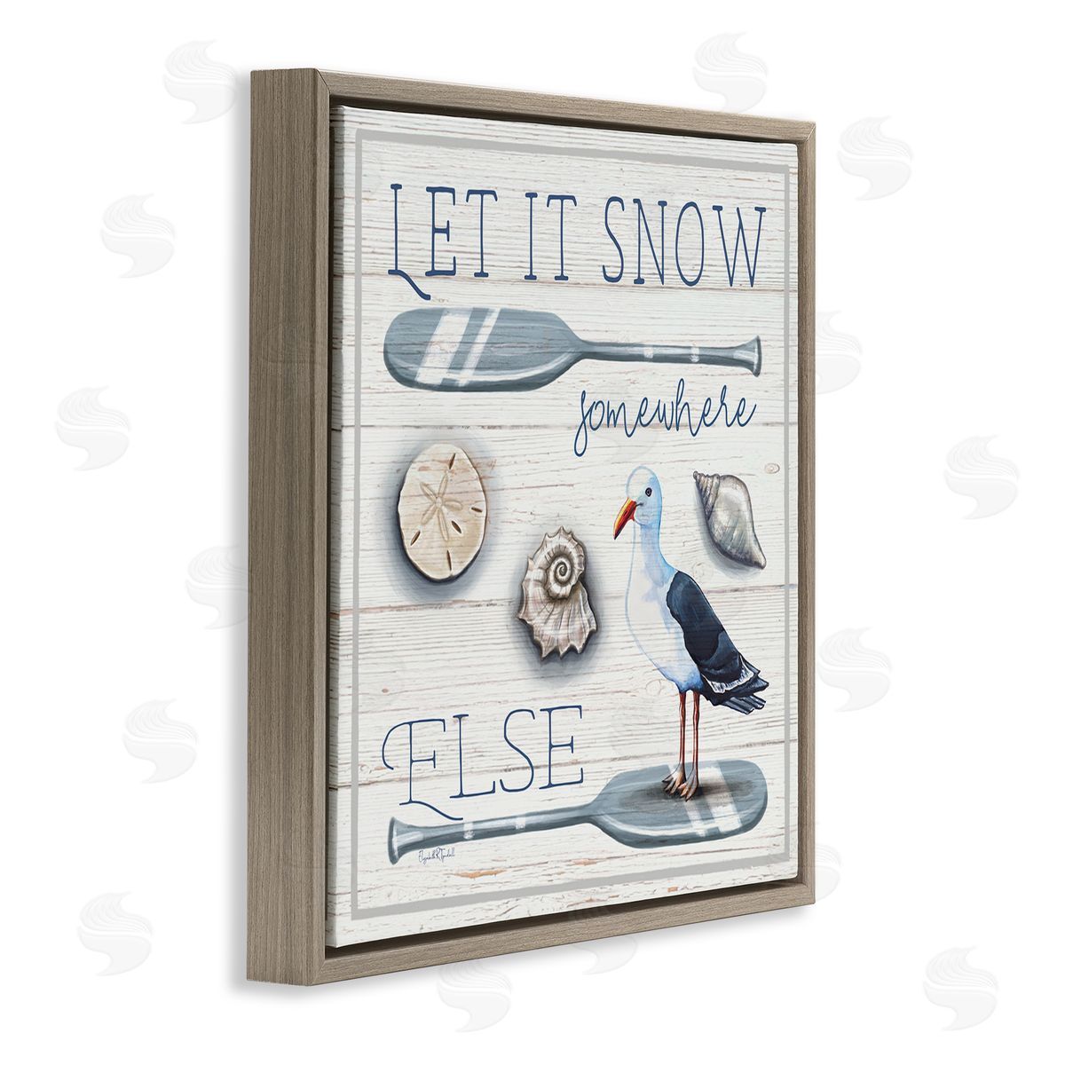 Elizabeth Tyndall Let It Snow Somewhere Else Phrase Brown Floating Frame Canvas Wall Art Print