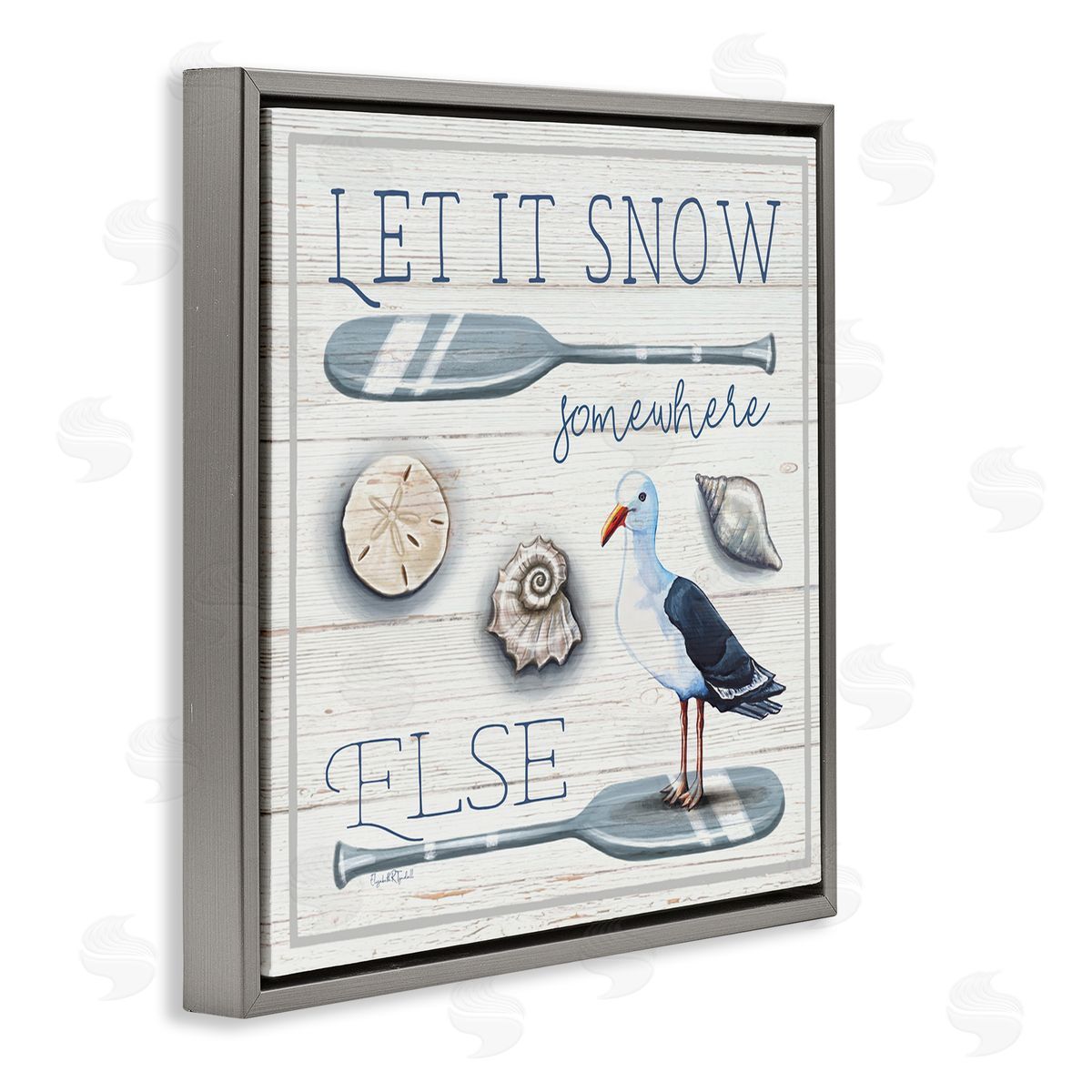 Elizabeth Tyndall Let It Snow Somewhere Else Phrase Gray Floating Frame Canvas Wall Art Print