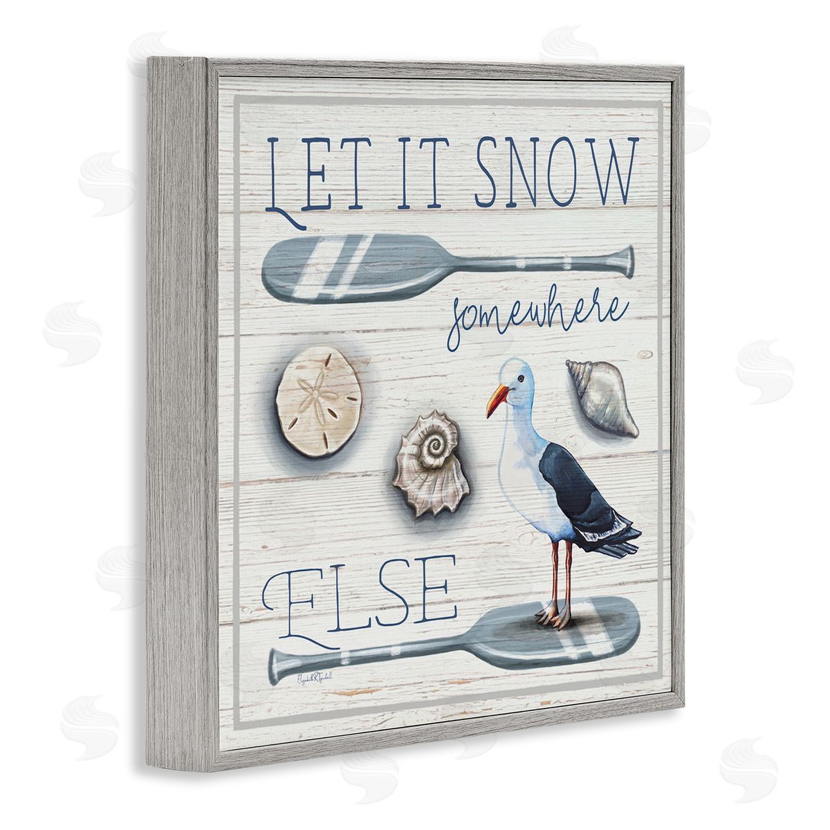 Elizabeth Tyndall Let It Snow Somewhere Else Phrase Gray Framed Glicee Wall Art Print