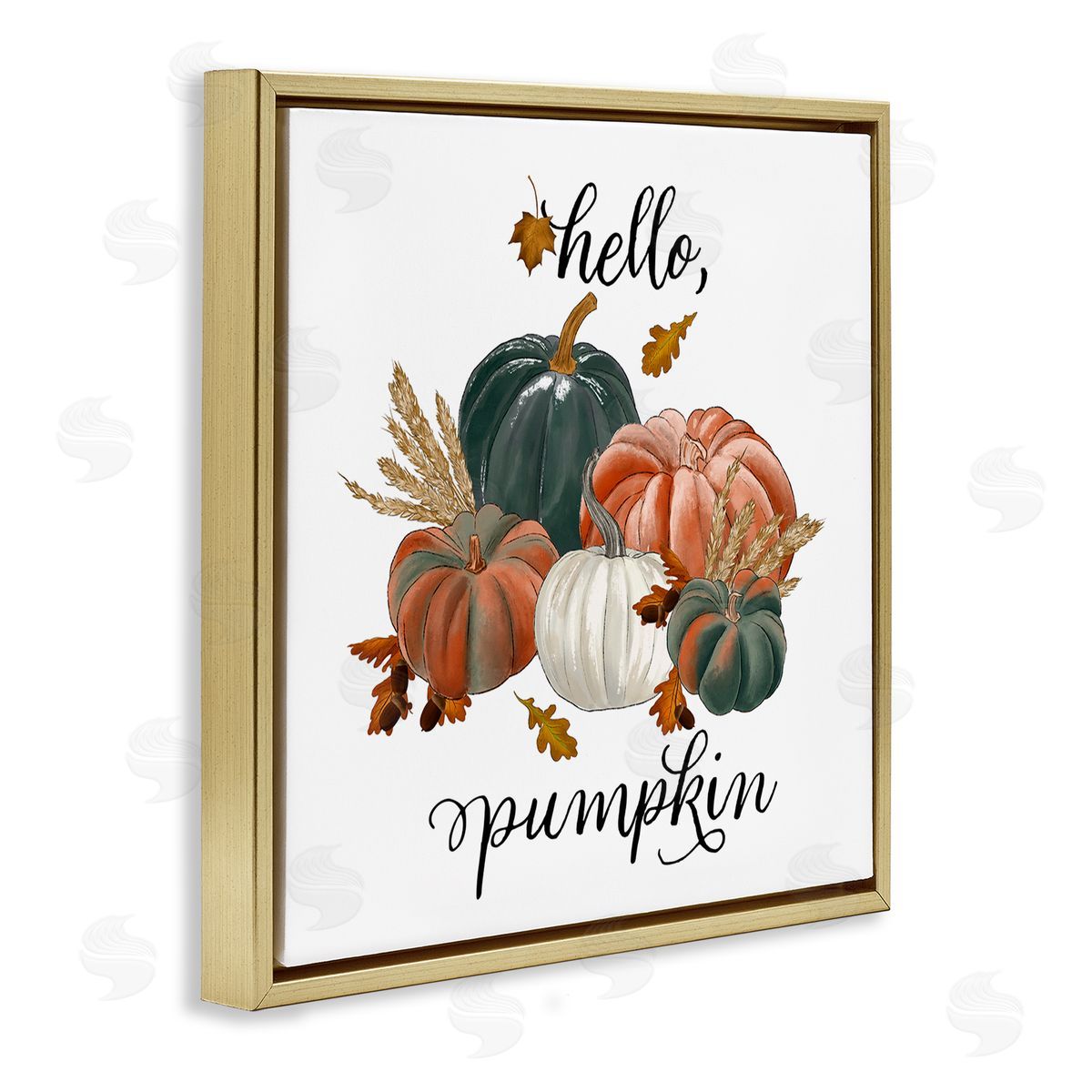 The Saturday Evening Post Hello Pumpkin Fall Harvest Gold Floating Frame Canvas Wall Art Print