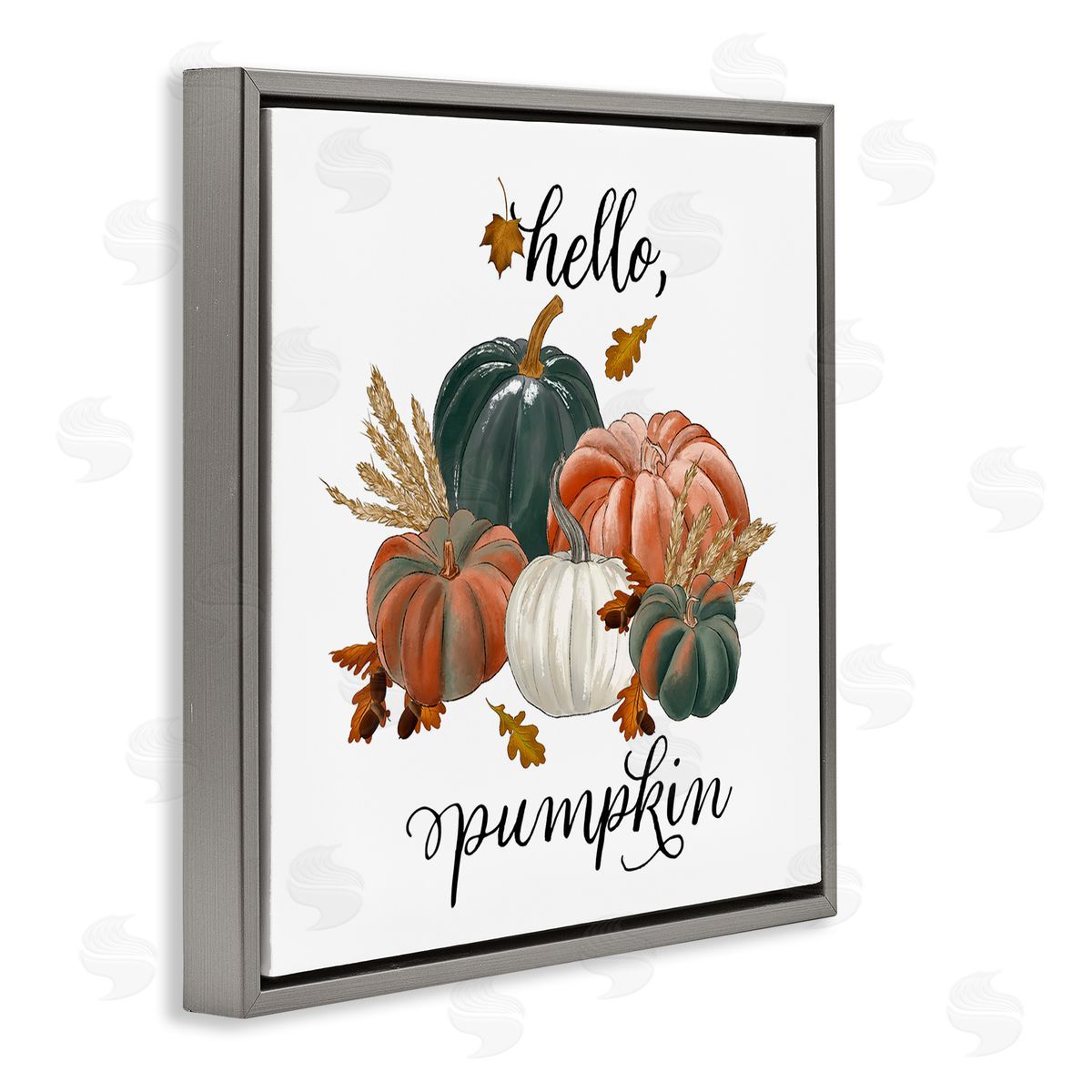 The Saturday Evening Post Hello Pumpkin Fall Harvest Gray Floating Frame Canvas Wall Art Print
