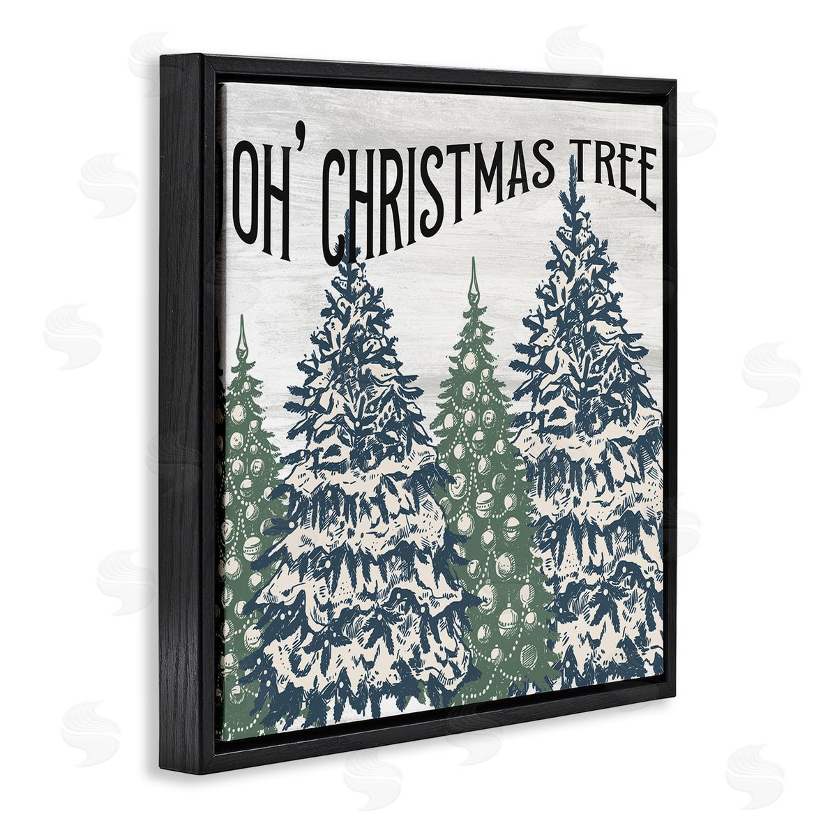Kim Allen Oh Christmas Tree Vintage Black Floating Frame Canvas Wall Art Print