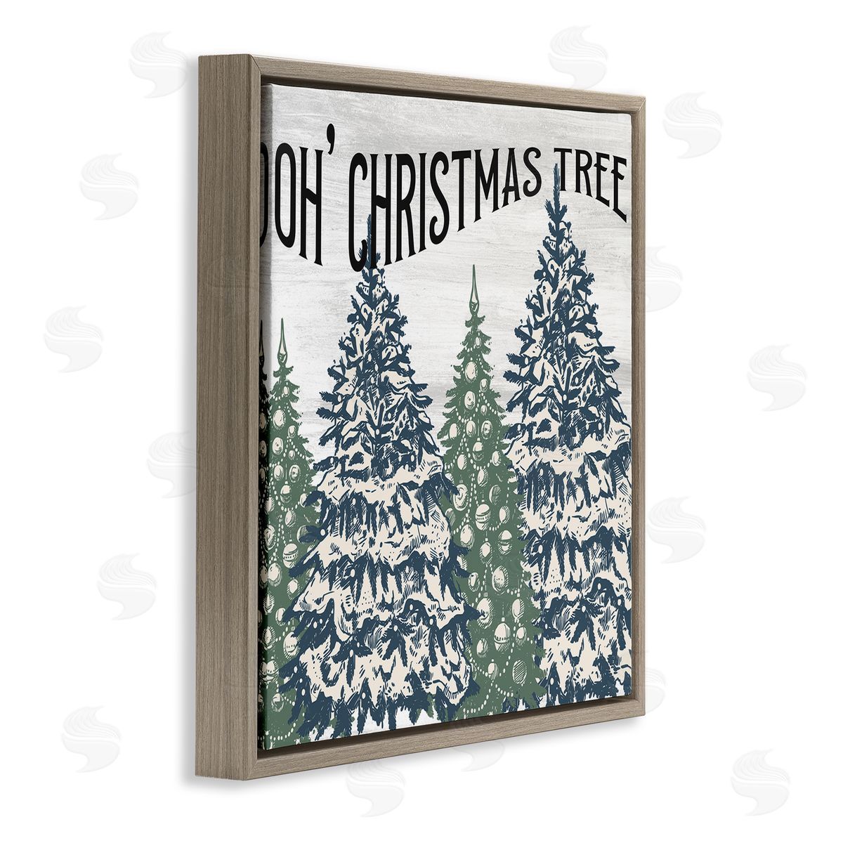 Kim Allen Oh Christmas Tree Vintage Brown Floating Frame Canvas Wall Art Print