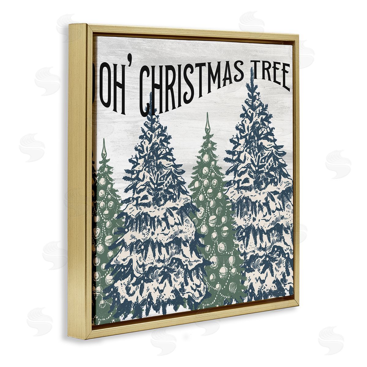 Kim Allen Oh Christmas Tree Vintage Gold Floating Frame Canvas Wall Art Print