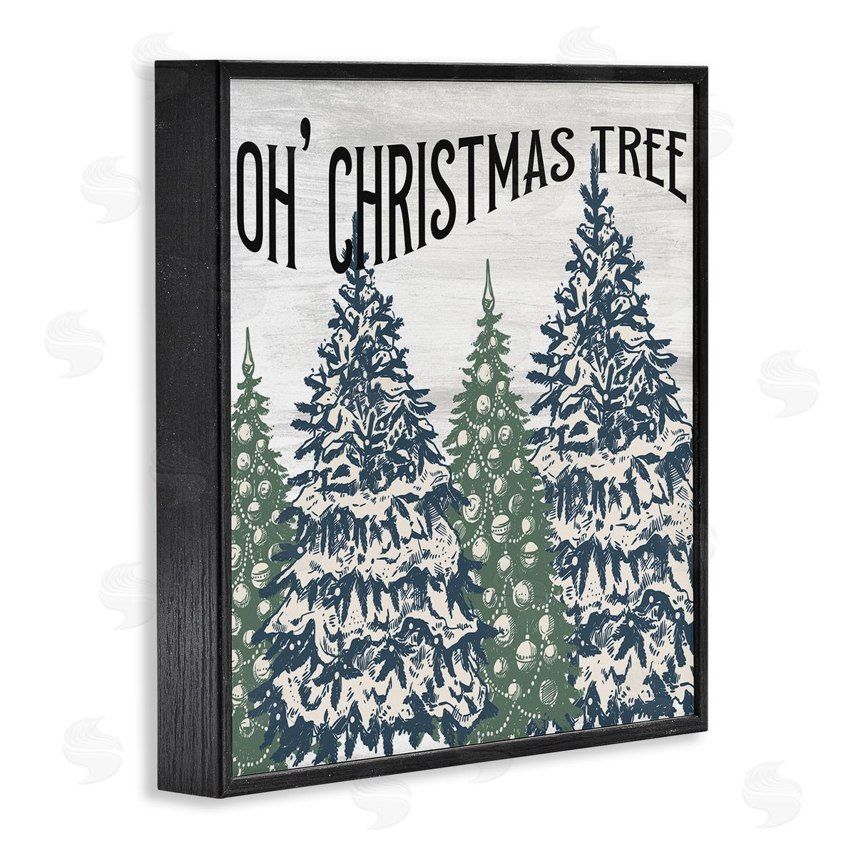 Kim Allen Oh Christmas Tree Vintage Black Framed Glicee Wall Art Print