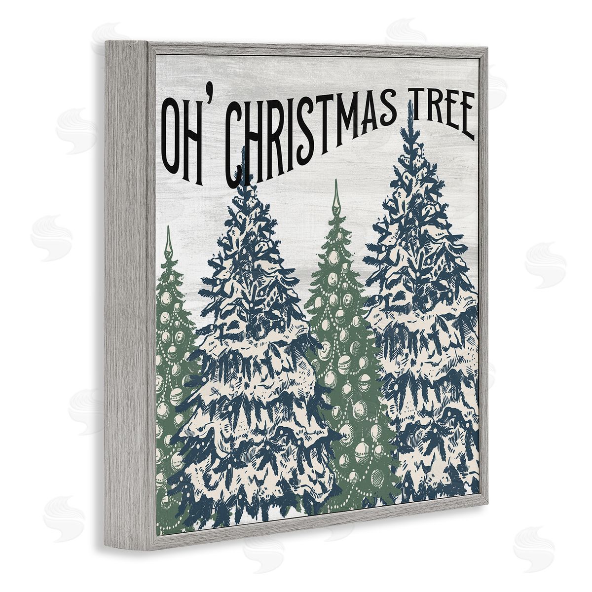Kim Allen Oh Christmas Tree Vintage Gray Framed Glicee Wall Art Print