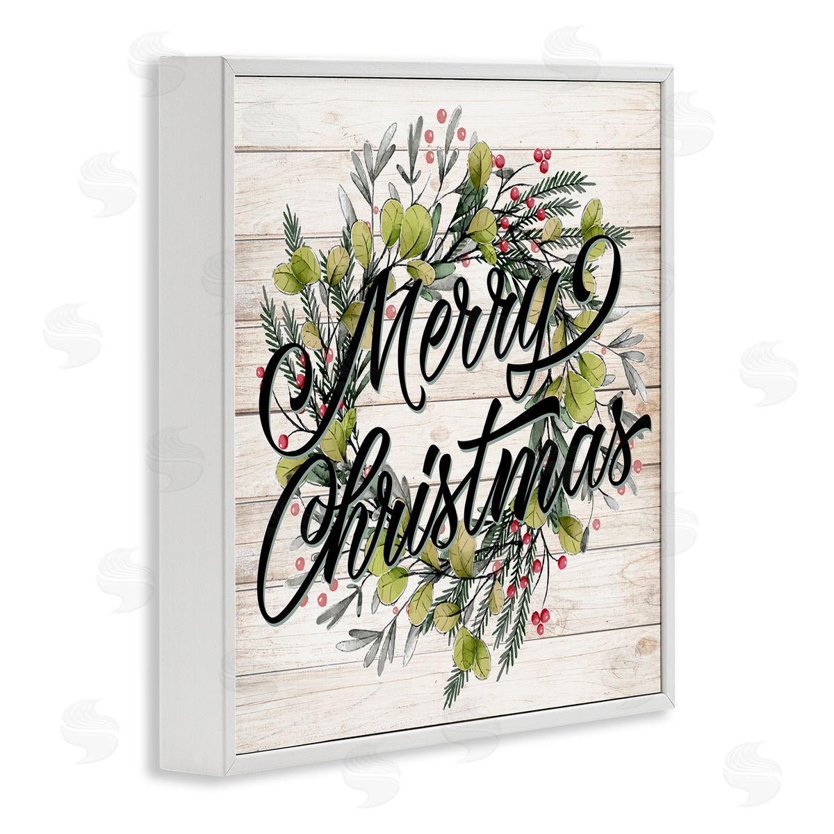 Kim Allen Merry Christmas Botanical Wreath White Framed Glicee Wall Art Print