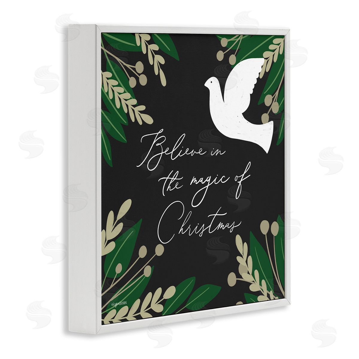 Lady Louise Designs Magic Of Christmas Botanical Dove White Framed Glicee Wall Art Print