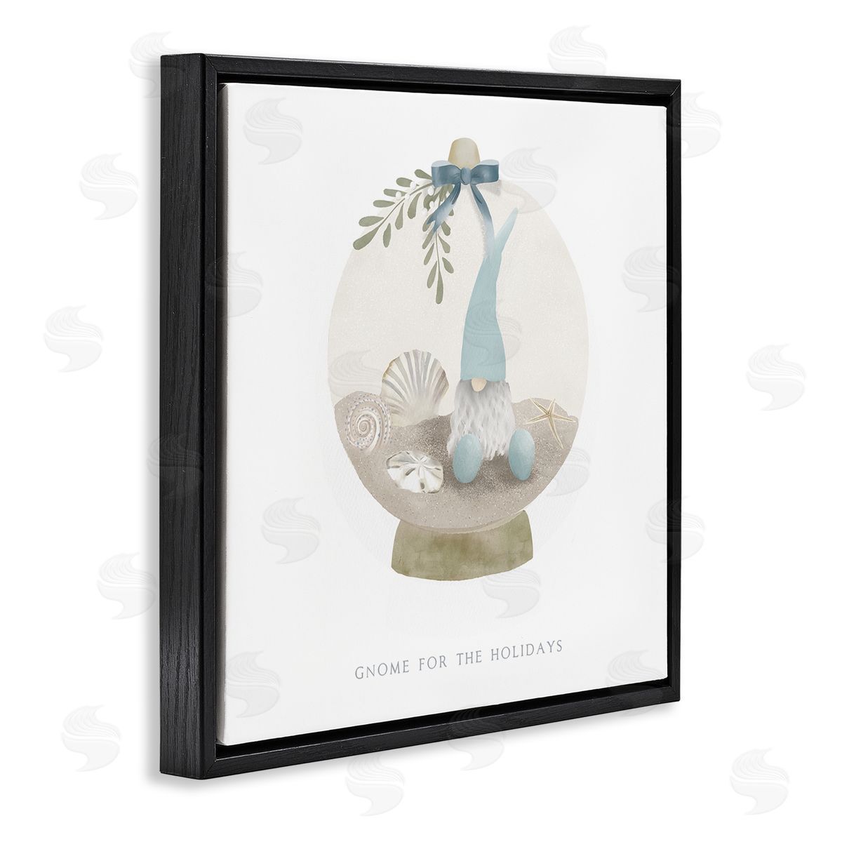 Leah Straatsma Gnome For The Holidays Seashells Black Floating Frame Canvas Wall Art Print