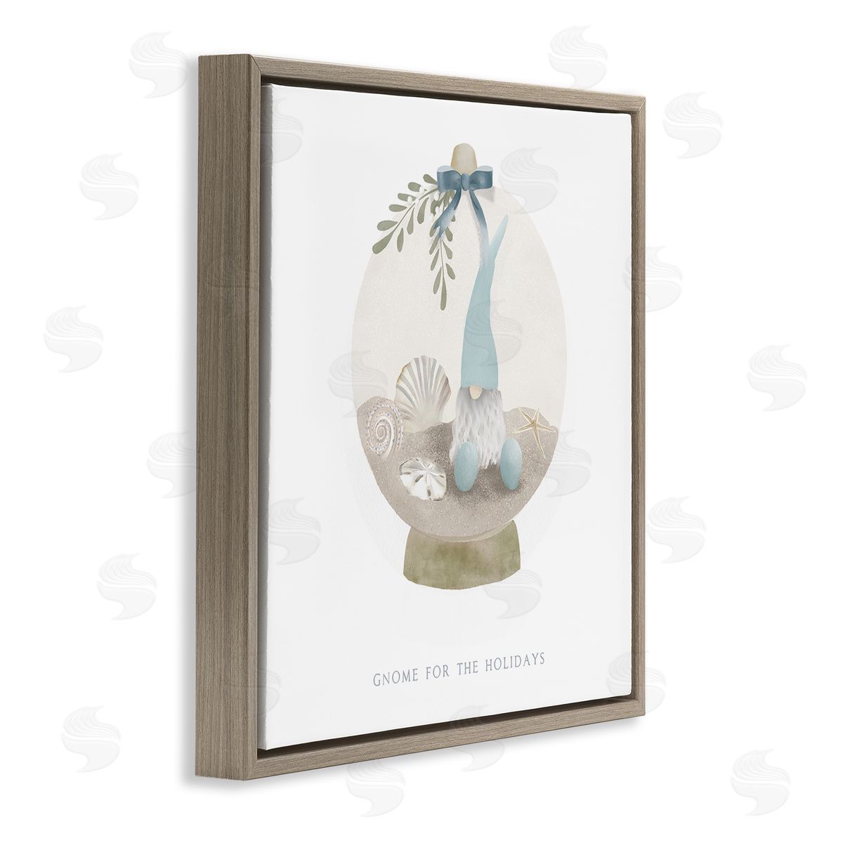 Leah Straatsma Gnome For The Holidays Seashells Brown Floating Frame Canvas Wall Art Print