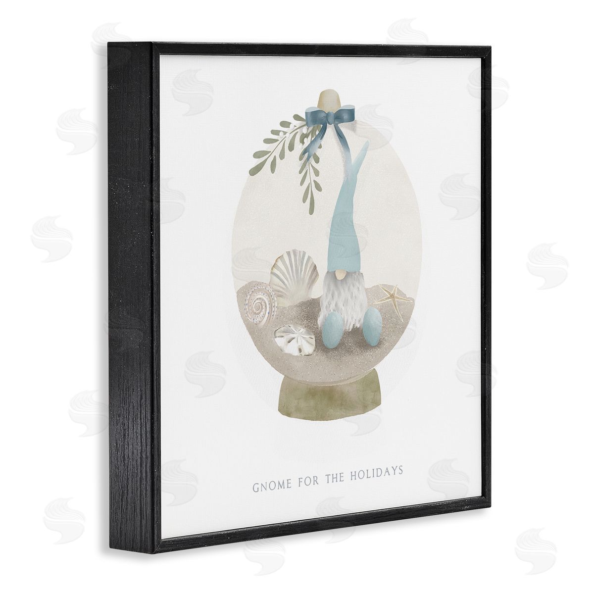 Leah Straatsma Gnome For The Holidays Seashells Black Framed Glicee Wall Art Print