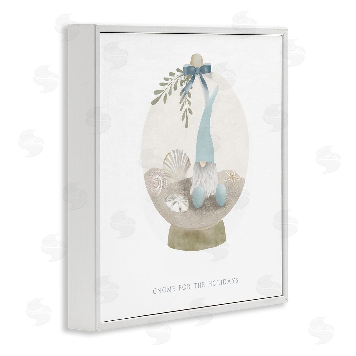 Leah Straatsma Gnome For The Holidays Seashells White Framed Glicee Wall Art Print