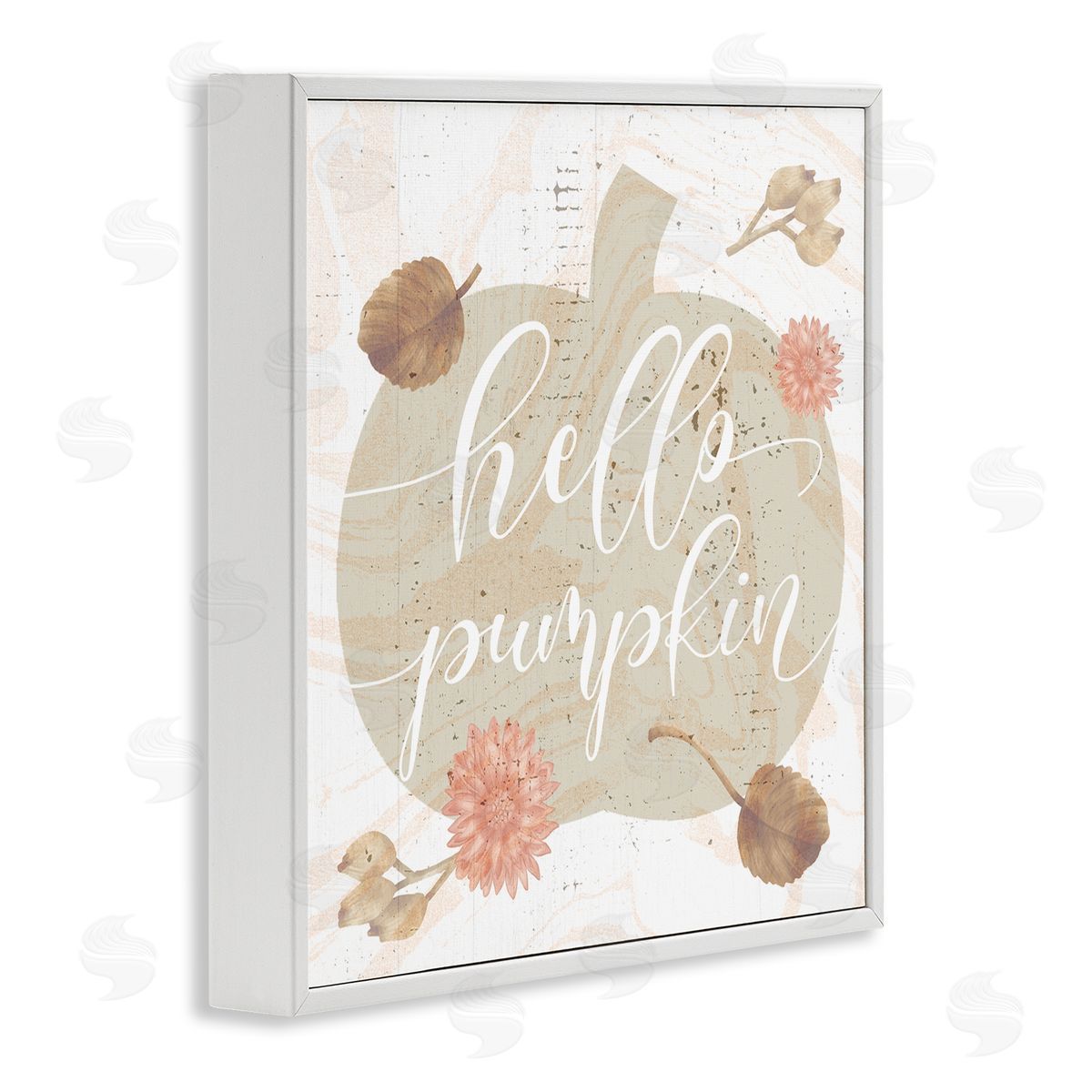 Stupell Studio Hello Pumpkin Autumn Harvest  White Framed Glicee Wall Art Print