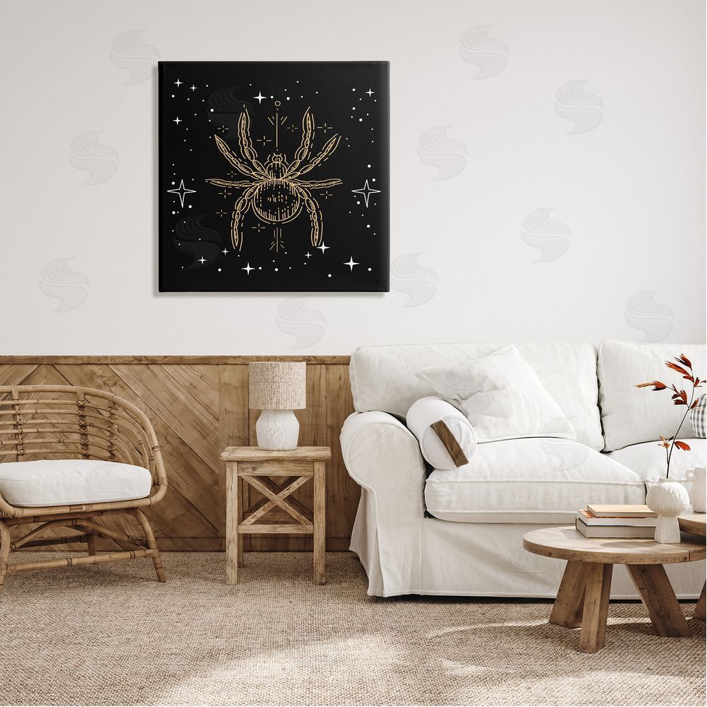 Stupell Studio Starry Halloween Spider Insect  Canvas Wall Art in Room