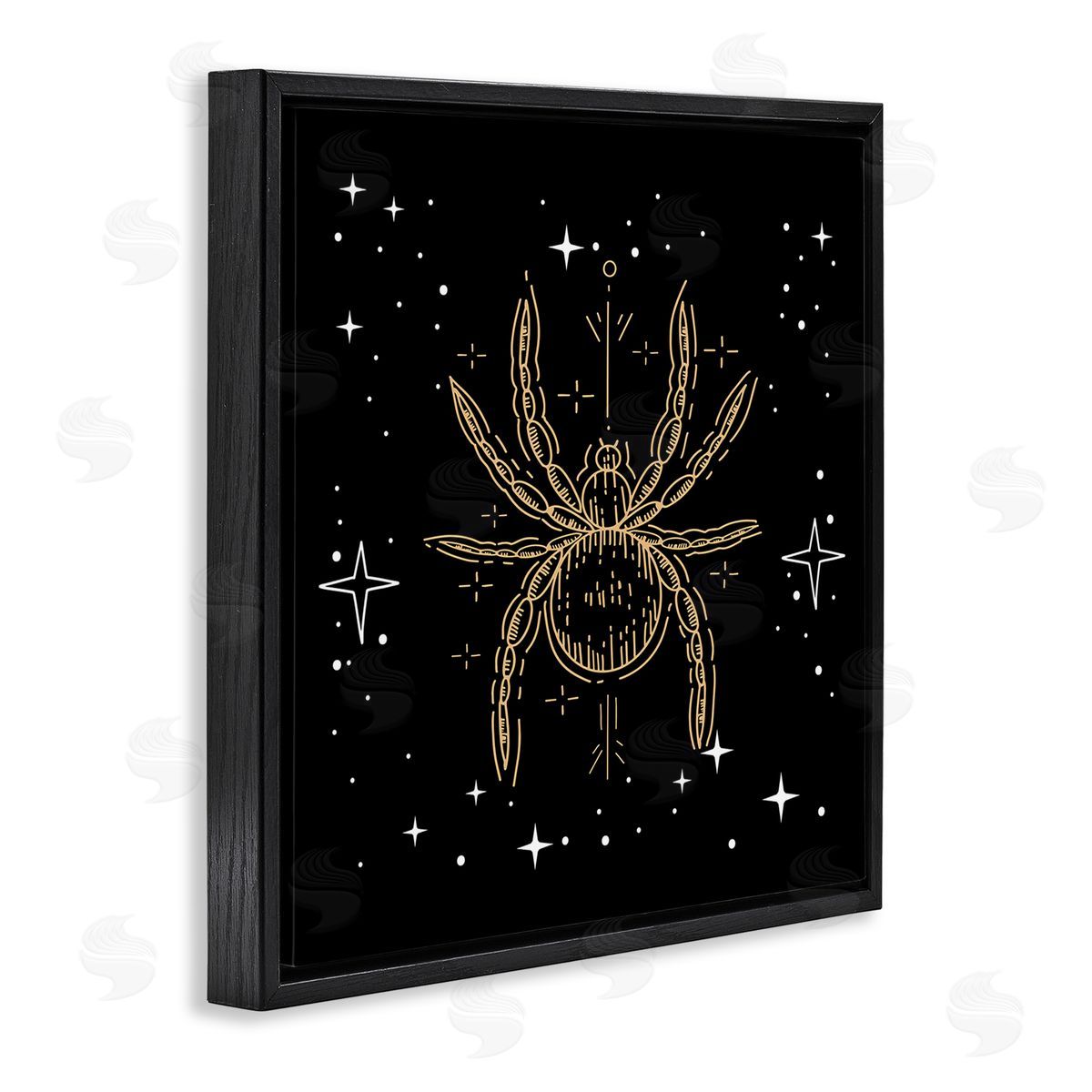 Stupell Studio Starry Halloween Spider Insect  Black Floating Frame Canvas Wall Art Print